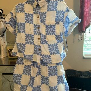 Blue Floral Two-Piece Set